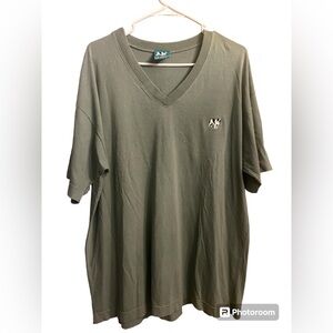 VTG Y2K Big Dogs Graphic V Neck T-Shirt Big Dog Sage Green size Large